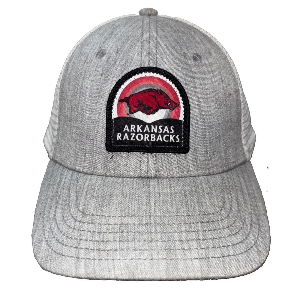 Arkansas Razorback Boys Mesh Snapback Hat Grey/White  Small Adjustable